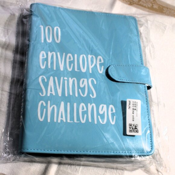 100 Envelope Savings Challenge Binder, Light Blue, New Sealed - Picture 1 of 5